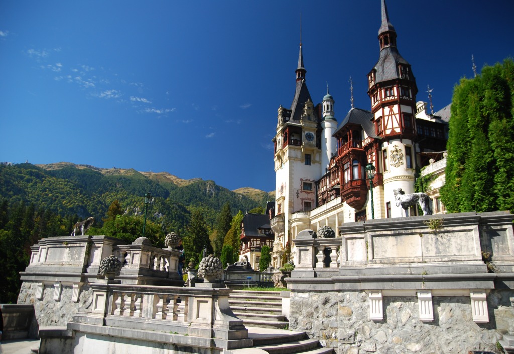 Pelesh Castle, Romania, Carpathian Mountains jigsaw puzzle in Castles puzzles on TheJigsawPuzzles.com