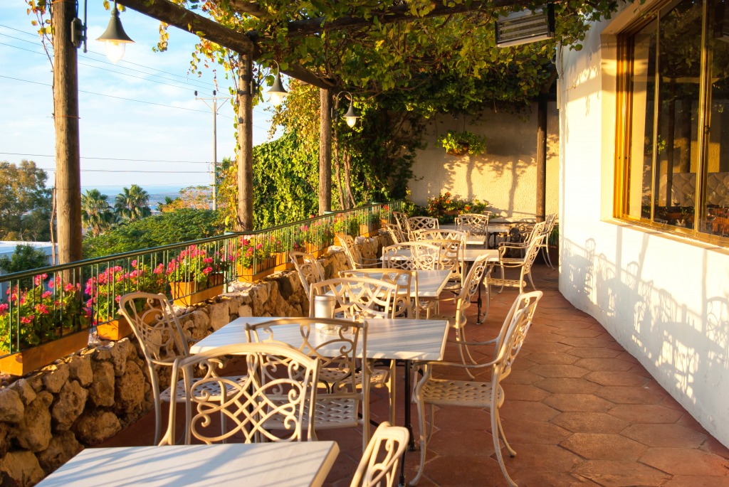 Mediterranean Restaurant Balcony jigsaw puzzle in Food & Bakery puzzles on TheJigsawPuzzles.com