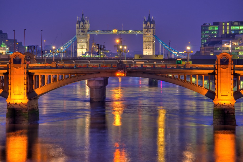 Southwark Bridge and Thames Reflections jigsaw puzzle in Bridges puzzles on TheJigsawPuzzles.com