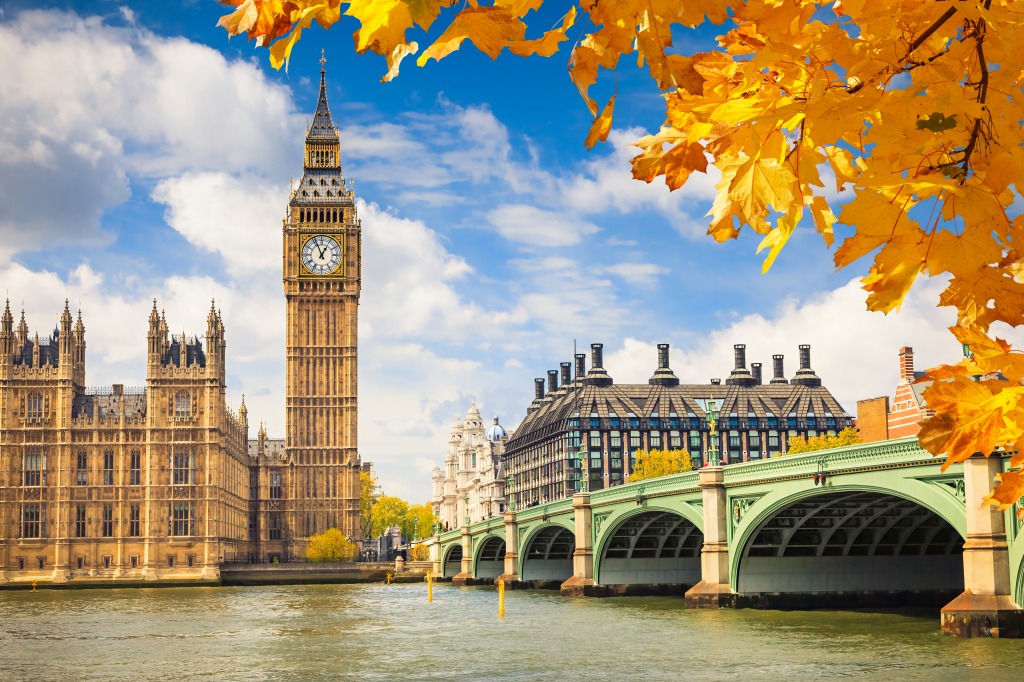 Big Ben with Autumn Leaves, London jigsaw puzzle in Bridges puzzles on TheJigsawPuzzles.com