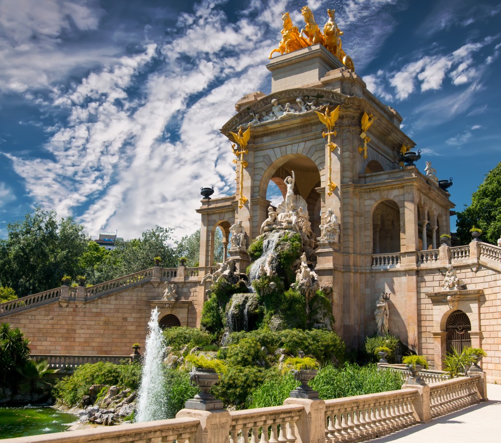 Fountain at the Zoo of Barcelona jigsaw puzzle in Waterfalls puzzles on TheJigsawPuzzles.com