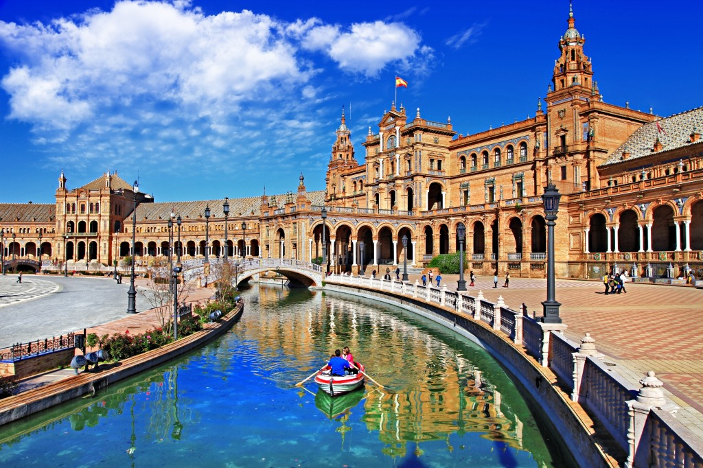 Plaza de Espana, Sevilla, Spain jigsaw puzzle in Bridges puzzles on TheJigsawPuzzles.com