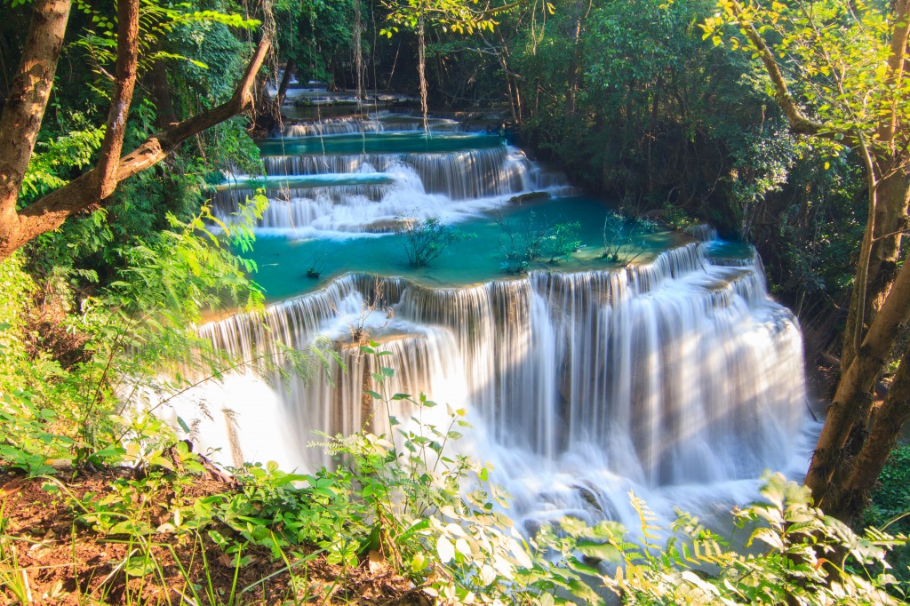 Huai Mae Khamin Waterfall, Thailand jigsaw puzzle in Waterfalls puzzles on TheJigsawPuzzles.com