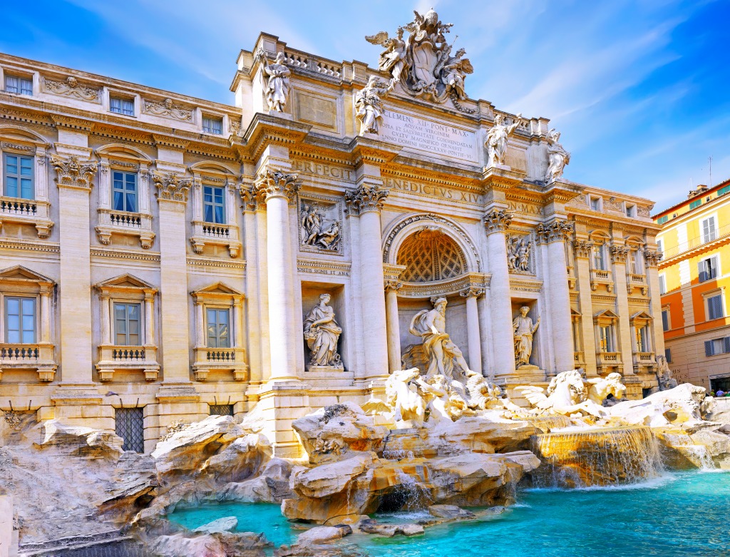 Di Trevi Fountain in Rome, Italy jigsaw puzzle in Waterfalls puzzles on TheJigsawPuzzles.com