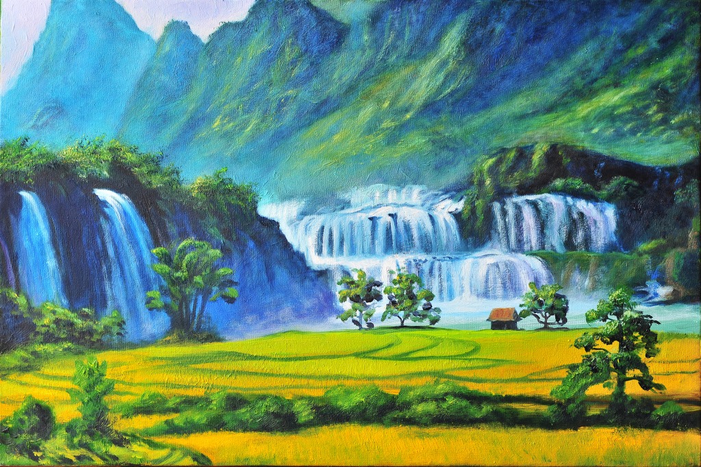 Ban Gioc Waterfall, Vietnam jigsaw puzzle in Waterfalls puzzles on TheJigsawPuzzles.com