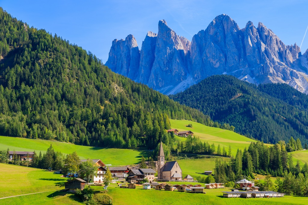 Val di Funes, Dolomiti Mountains, Italy jigsaw puzzle in Puzzle of the Day puzzles on TheJigsawPuzzles.com