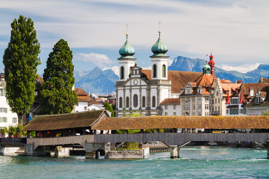 Mill Bridge, Lucerne, Switzerland jigsaw puzzle in Bridges puzzles on TheJigsawPuzzles.com