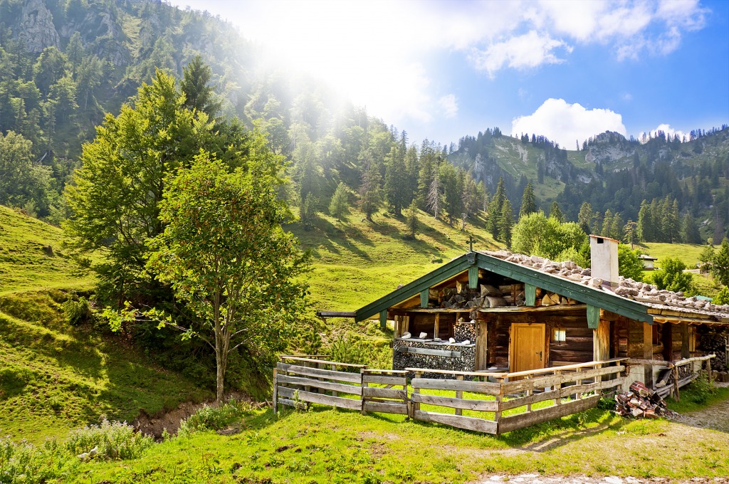 Wooden Hut in the Alps jigsaw puzzle in Great Sightings puzzles on TheJigsawPuzzles.com