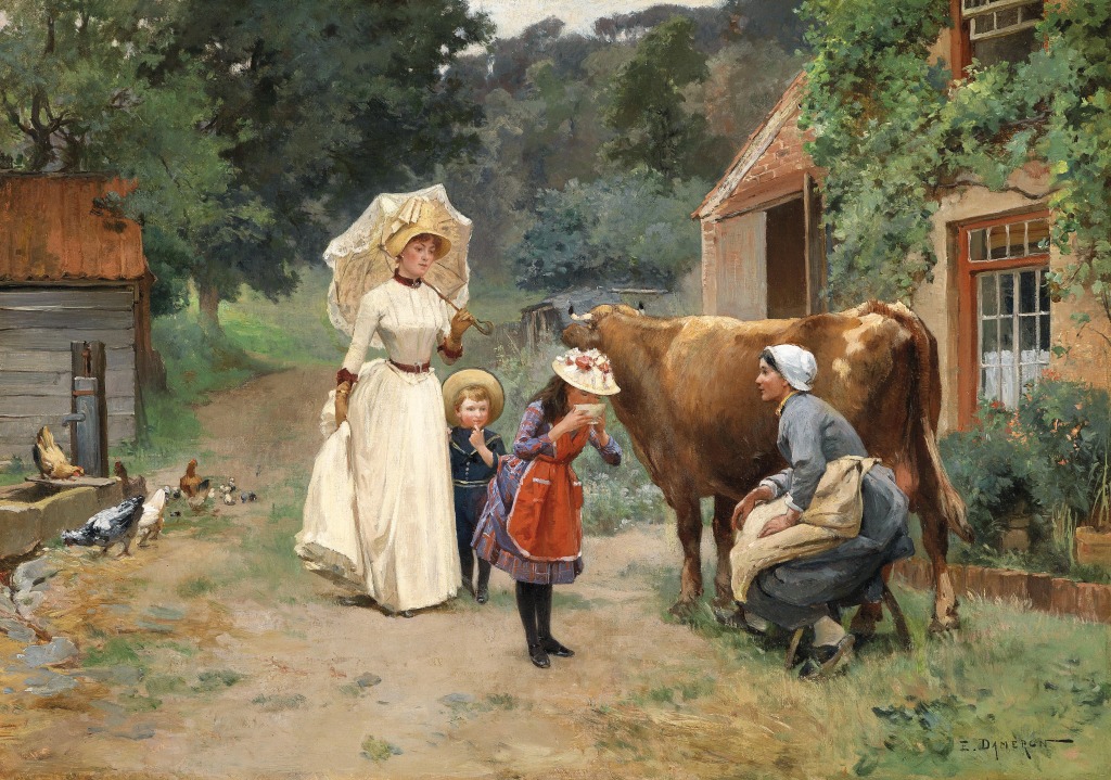 Visiting the Farm jigsaw puzzle in Piece of Art puzzles on TheJigsawPuzzles.com