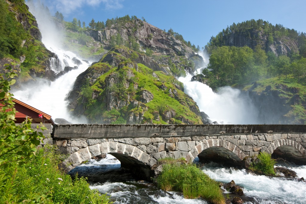 Latefossen Waterfall, Norway jigsaw puzzle in Waterfalls puzzles on TheJigsawPuzzles.com