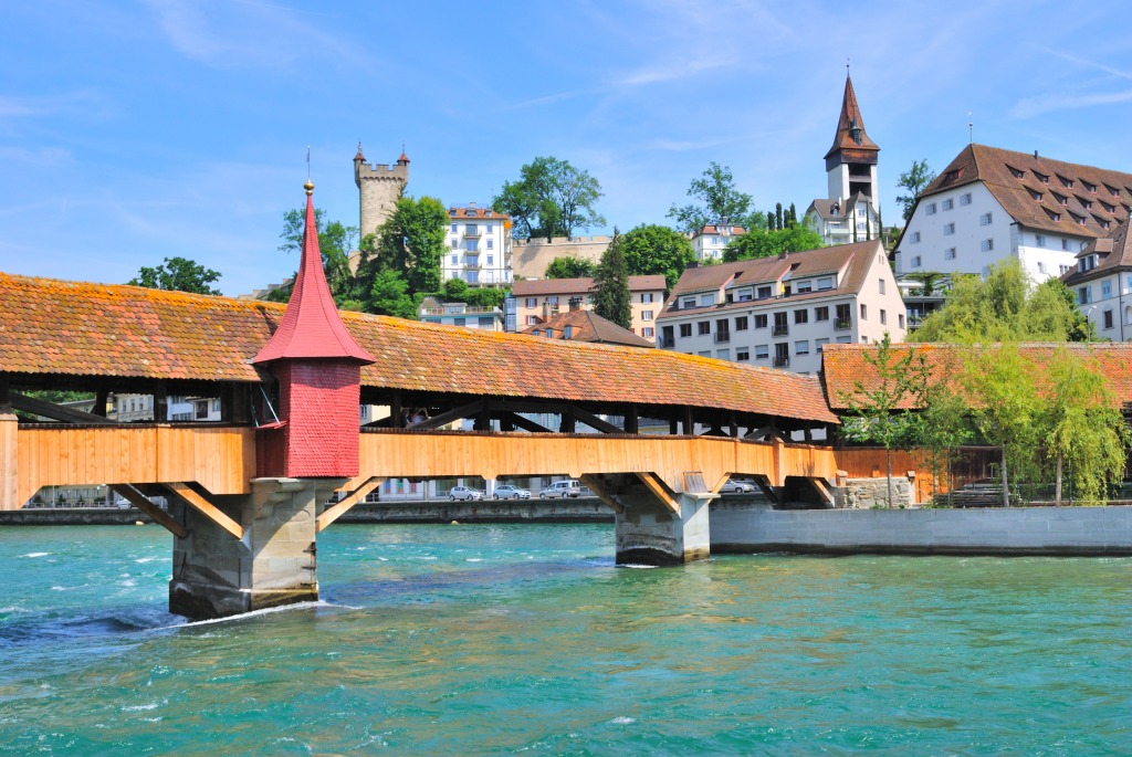 Mill Bridge, Lucerne, Switzerland jigsaw puzzle in Bridges puzzles on TheJigsawPuzzles.com
