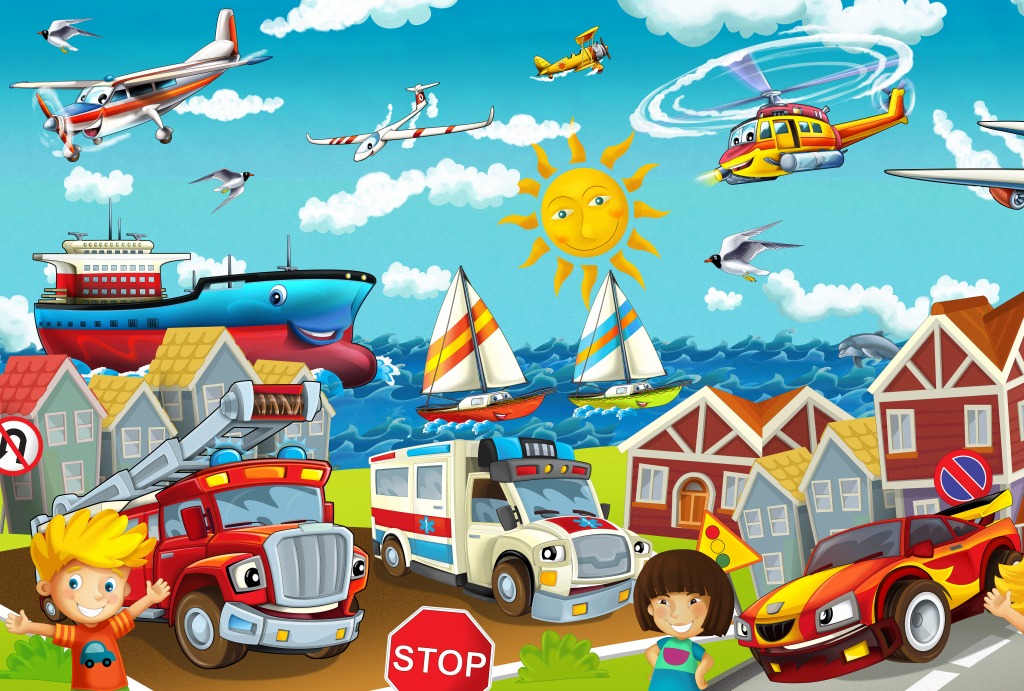 Cartoon Street jigsaw puzzle in Cars & Bikes puzzles on TheJigsawPuzzles.com