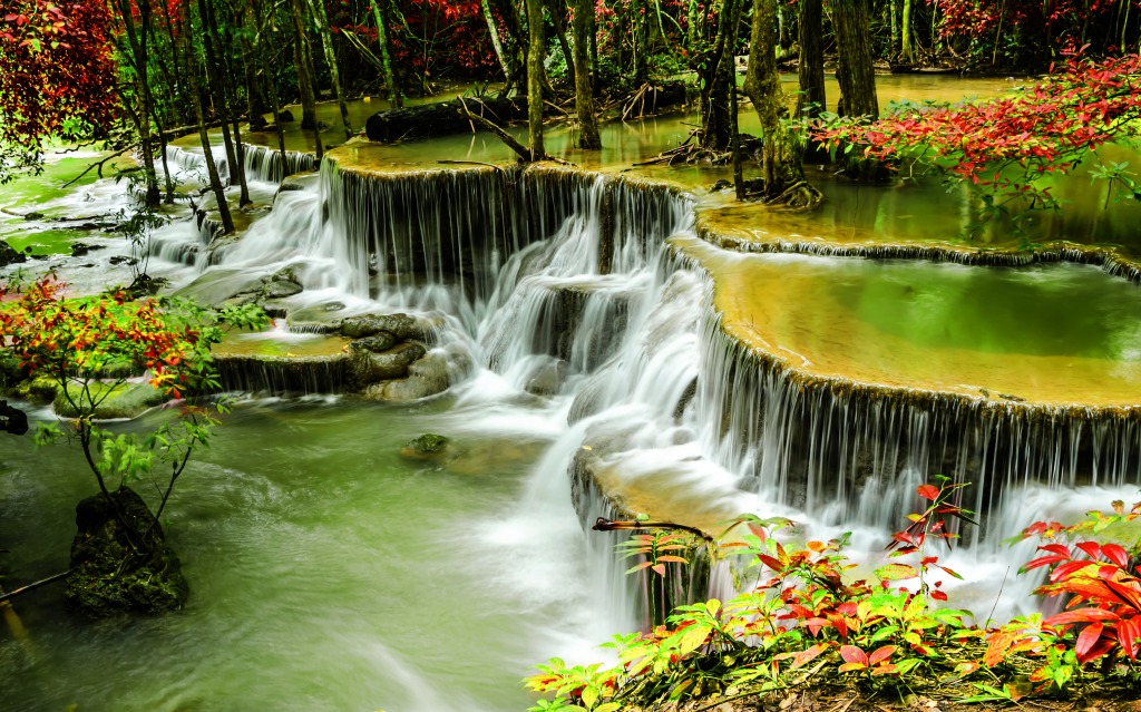 Huay Mae Khamin Waterfall, Thailand jigsaw puzzle in Waterfalls puzzles on TheJigsawPuzzles.com