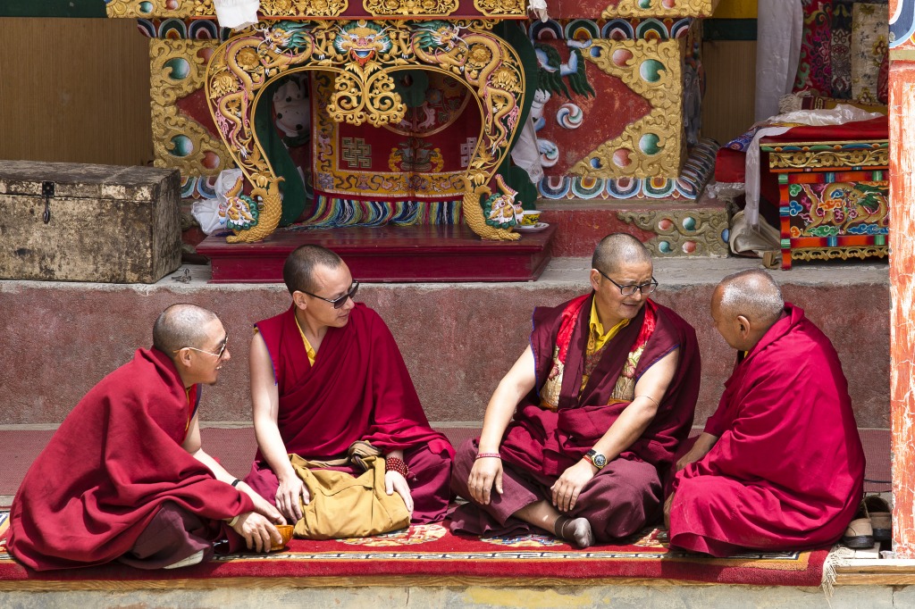 Buddhist Monks, Lamayuru Gompa, India jigsaw puzzle in People puzzles on TheJigsawPuzzles.com