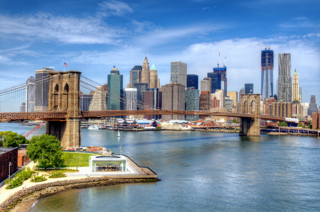 Brooklyn Bridge and Lower Manhattan jigsaw puzzle in Bridges puzzles on TheJigsawPuzzles.com