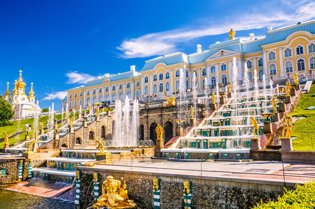Grand Cascade In Peterhof, Russia jigsaw puzzle in Waterfalls puzzles on TheJigsawPuzzles.com