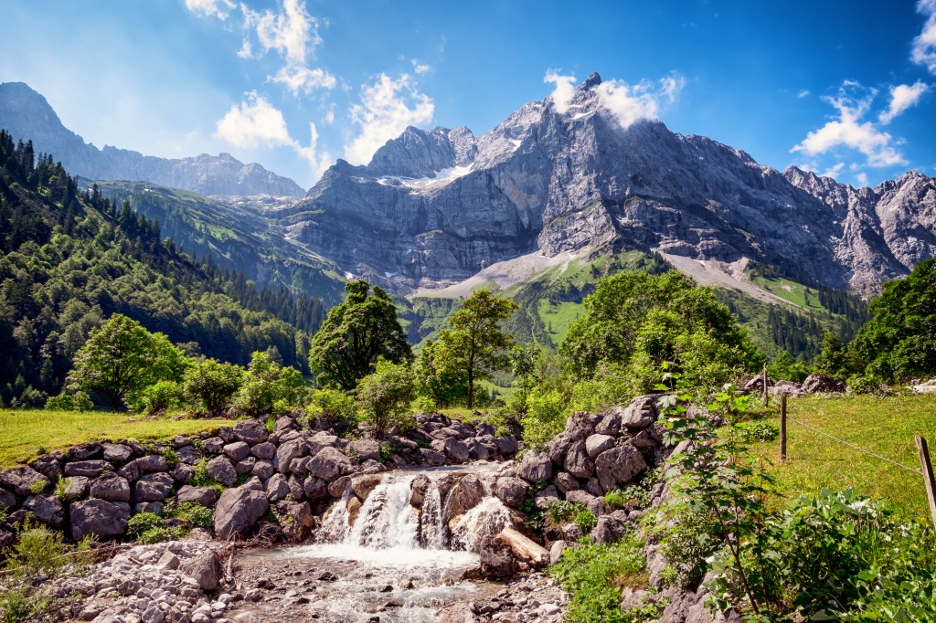 Karwendel Mountains, Austrian Alps jigsaw puzzle in Waterfalls puzzles on TheJigsawPuzzles.com