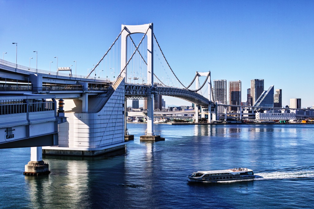 Rainbow Bridge, Tokyo, Japan jigsaw puzzle in Bridges puzzles on TheJigsawPuzzles.com