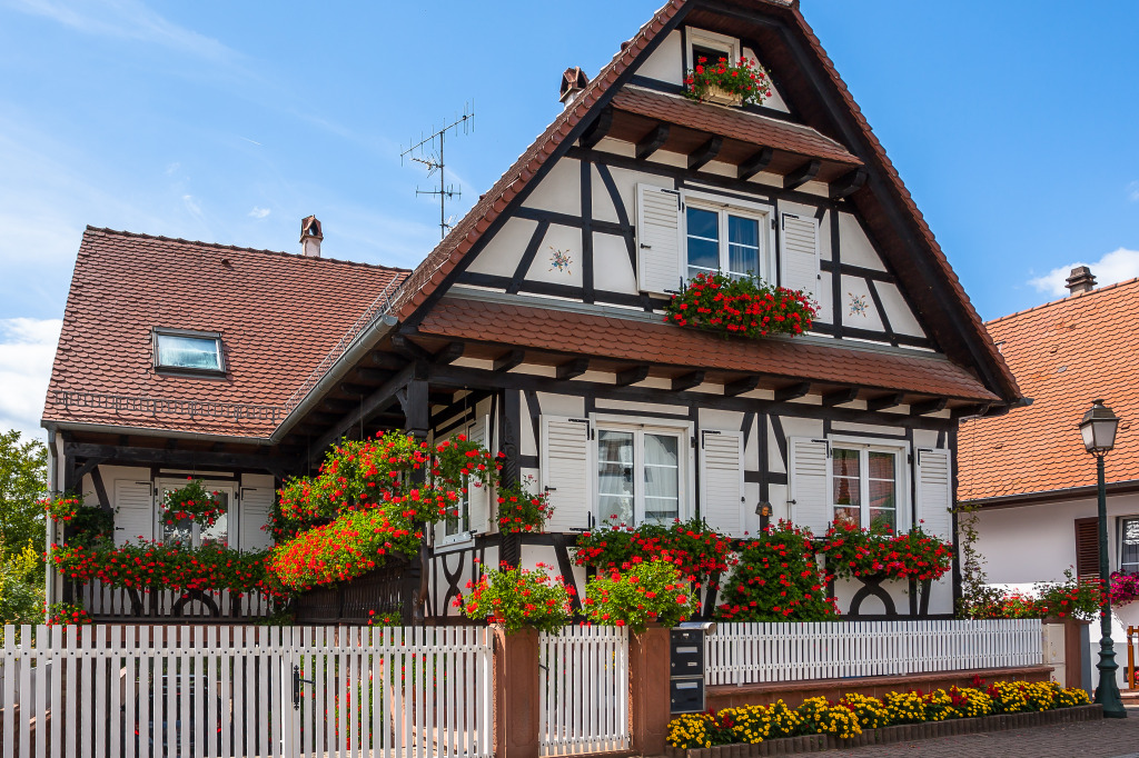 Half-Timbered Houses in Alsace, France jigsaw puzzle in Puzzle of the Day puzzles on TheJigsawPuzzles.com