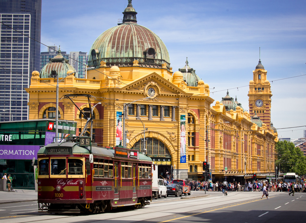 Flinders Street Station, Melbourne, Australia jigsaw puzzle in Street View puzzles on TheJigsawPuzzles.com