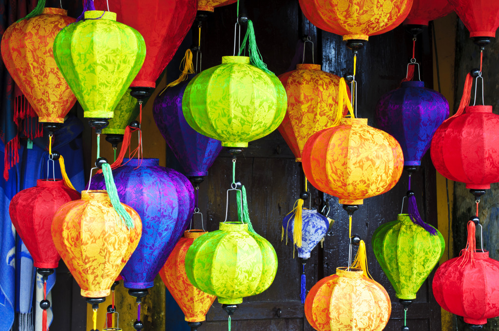 Silk Lanterns in Hoi An City, Vietnam jigsaw puzzle in Handmade puzzles on TheJigsawPuzzles.com