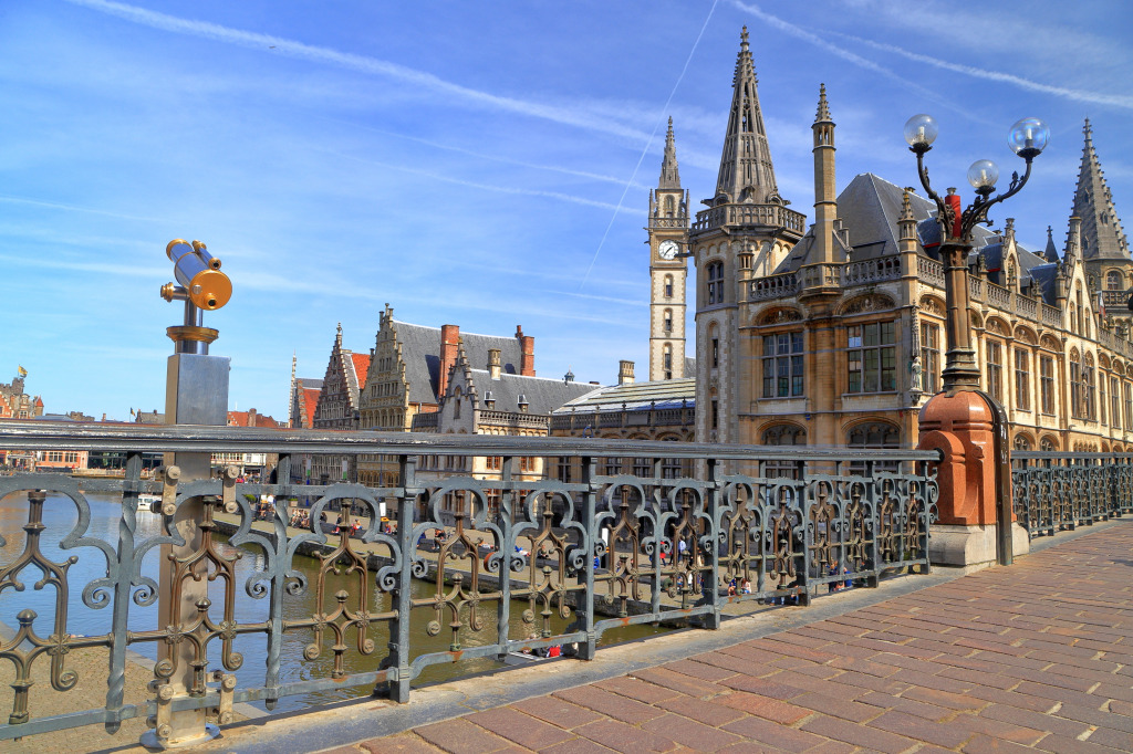 St Michael's Bridge in Ghent, Belgium jigsaw puzzle in Bridges puzzles on TheJigsawPuzzles.com