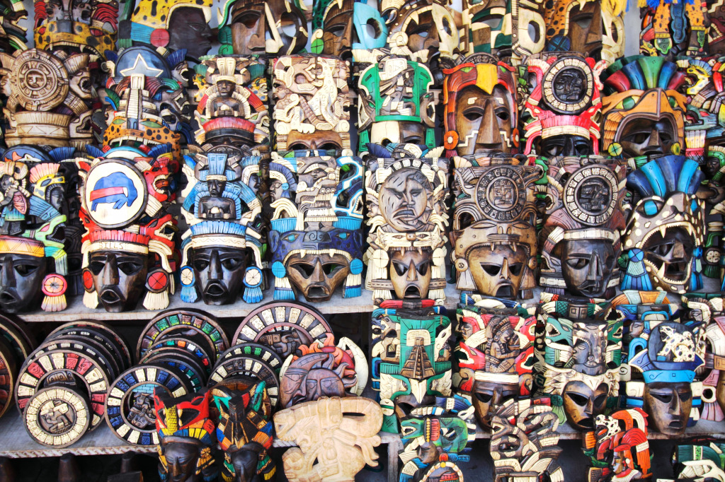 Traditional Mayan Masks in Cancun jigsaw puzzle in Handmade puzzles on TheJigsawPuzzles.com