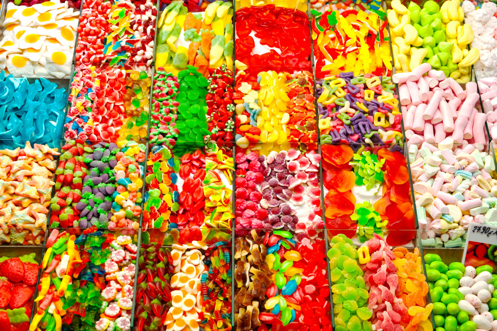 Assorted Candy in Barcelona Market jigsaw puzzle in Food & Bakery puzzles on TheJigsawPuzzles.com