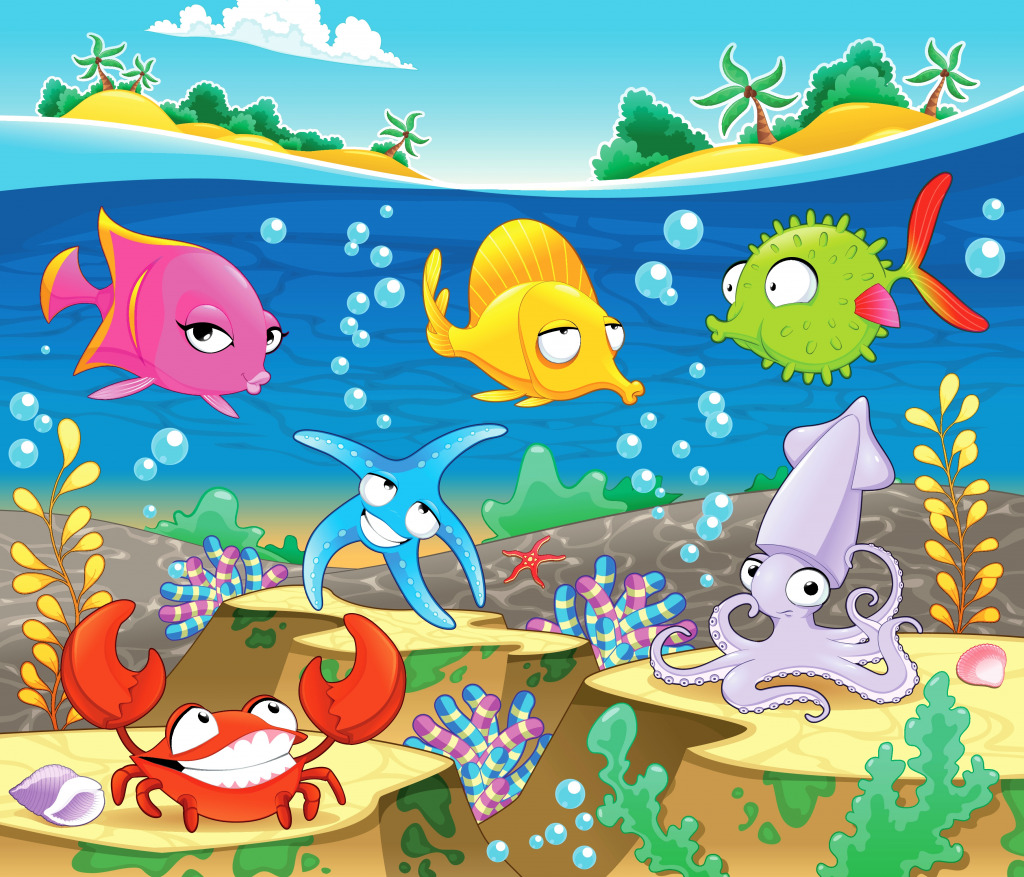 Happy Marine Family jigsaw puzzle in Under the Sea puzzles on TheJigsawPuzzles.com