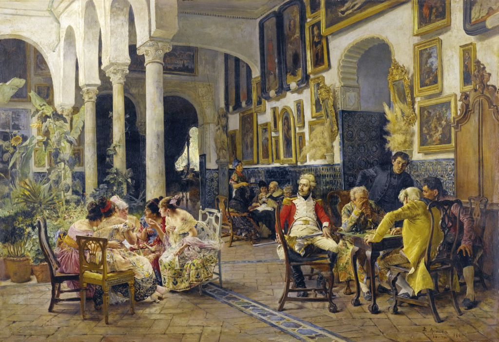 Conversation in a Sevillian Courtyard jigsaw puzzle in Piece of Art puzzles on TheJigsawPuzzles.com
