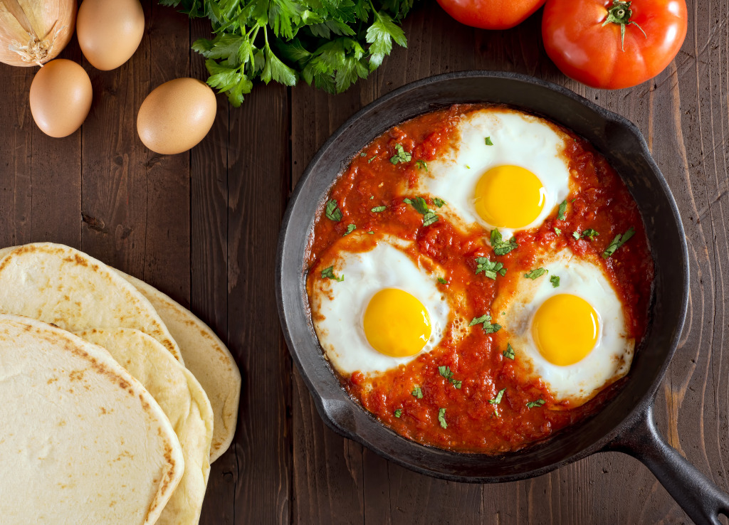 Shakshuka With Eggs, Tomato and Parsley jigsaw puzzle in Food & Bakery puzzles on TheJigsawPuzzles.com