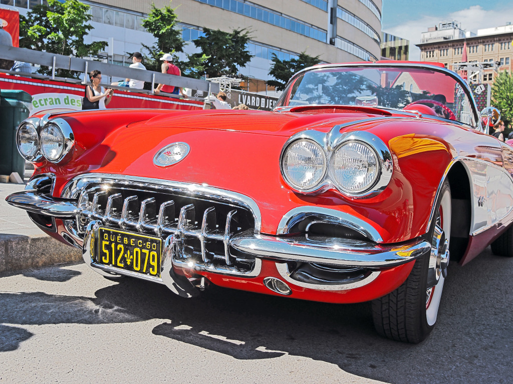 1960 Red Corvette in Montreal jigsaw puzzle in Cars & Bikes puzzles on TheJigsawPuzzles.com