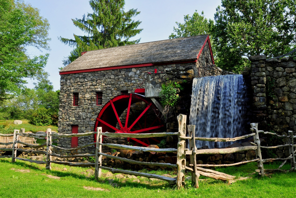 Stone Grist Mill in Sudbury, Massachusetts jigsaw puzzle in Waterfalls puzzles on TheJigsawPuzzles.com