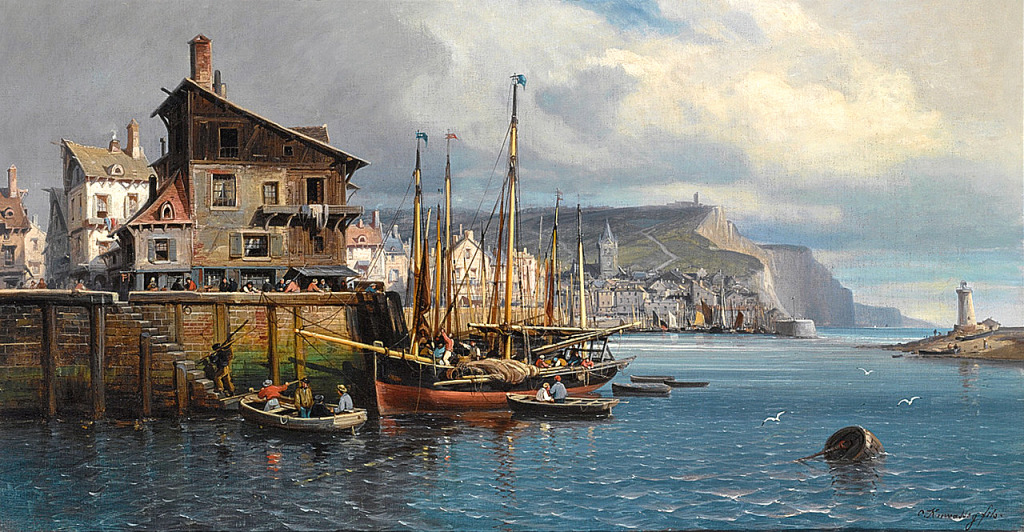Harbour of a Coastal Town jigsaw puzzle in Piece of Art puzzles on TheJigsawPuzzles.com