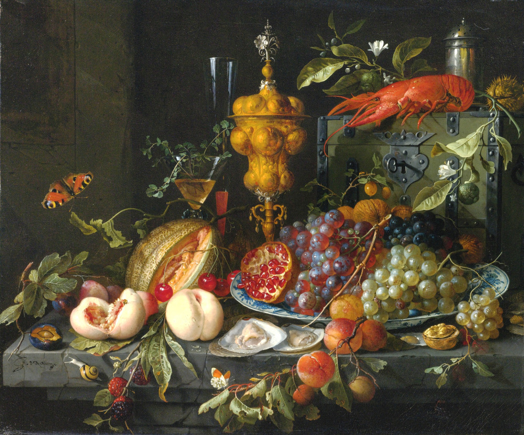 Still Life of Fruits, Nuts and Oysters jigsaw puzzle in Piece of Art puzzles on TheJigsawPuzzles.com