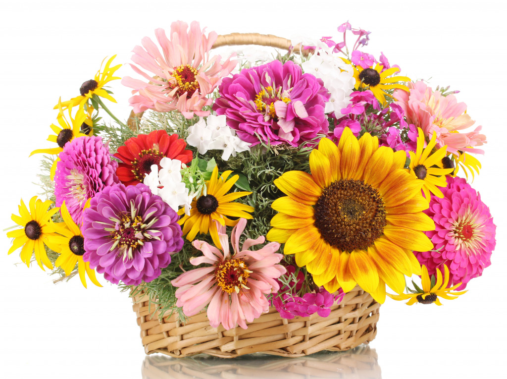 Bright Flowers in a Basket jigsaw puzzle in Flowers puzzles on TheJigsawPuzzles.com