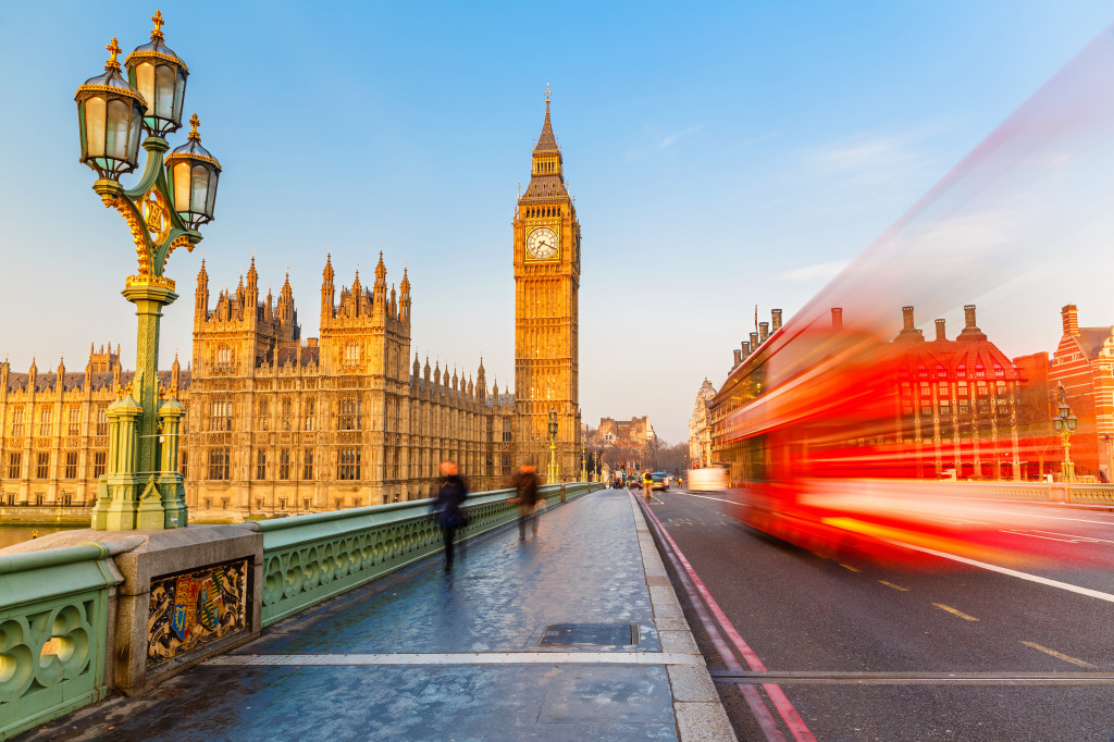 Big Ben and Red Double-Decker in London jigsaw puzzle in Bridges puzzles on TheJigsawPuzzles.com