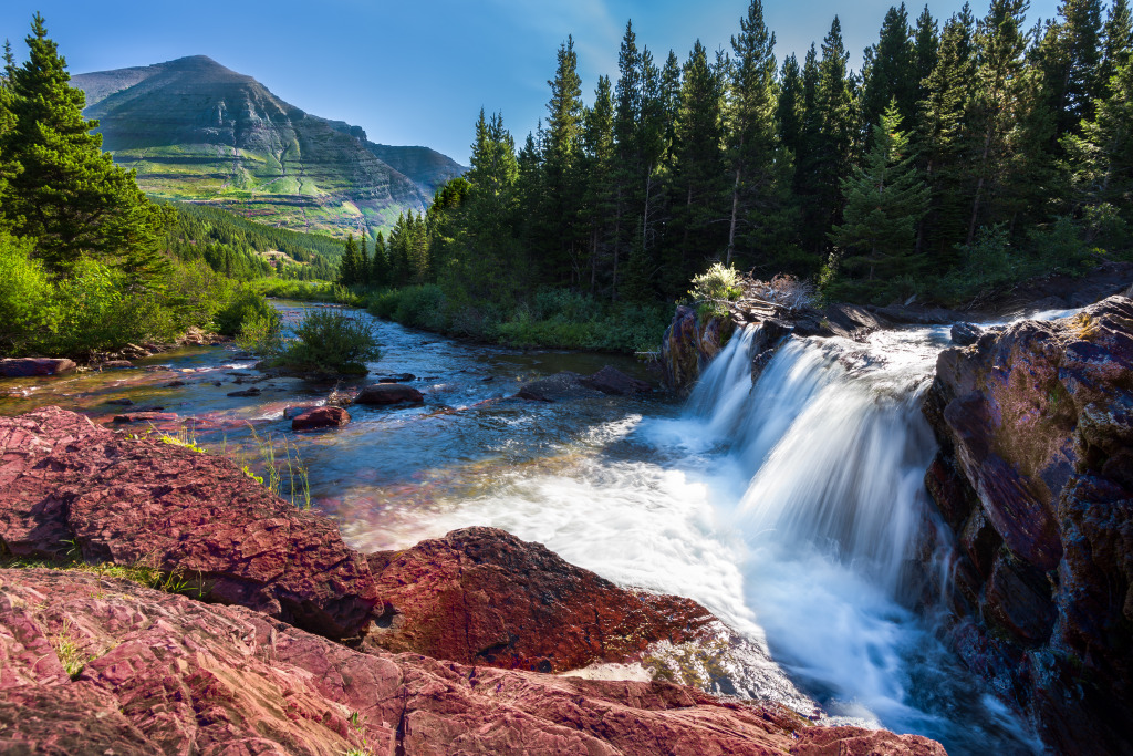 Glacier National Park, Montana jigsaw puzzle in Waterfalls puzzles on TheJigsawPuzzles.com