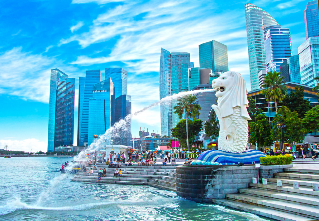 The Merlion Fountain In Singapore jigsaw puzzle in Puzzle of the Day puzzles on TheJigsawPuzzles.com