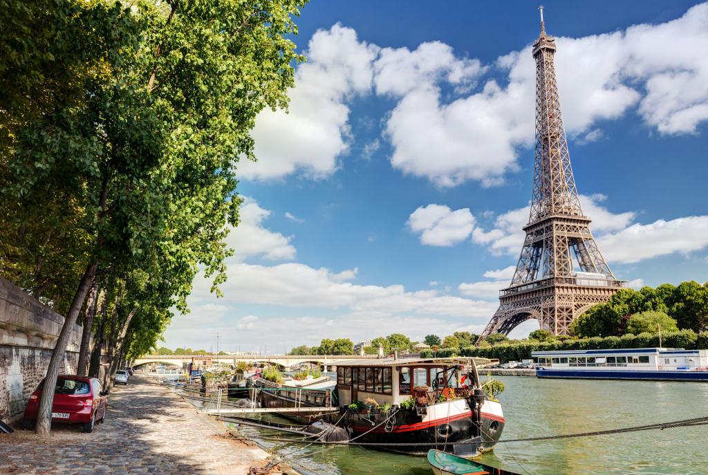 River Seine with the Eiffel Tower jigsaw puzzle in Puzzle of the Day puzzles on TheJigsawPuzzles.com