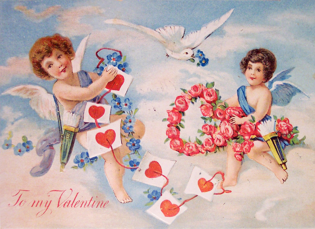 Vintage Valentine's Day Postcard jigsaw puzzle in Valentine's Day puzzles on TheJigsawPuzzles.com