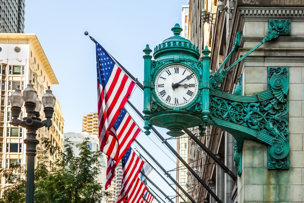 Chicago Marshall Field's Clock jigsaw puzzle in Street View puzzles on TheJigsawPuzzles.com