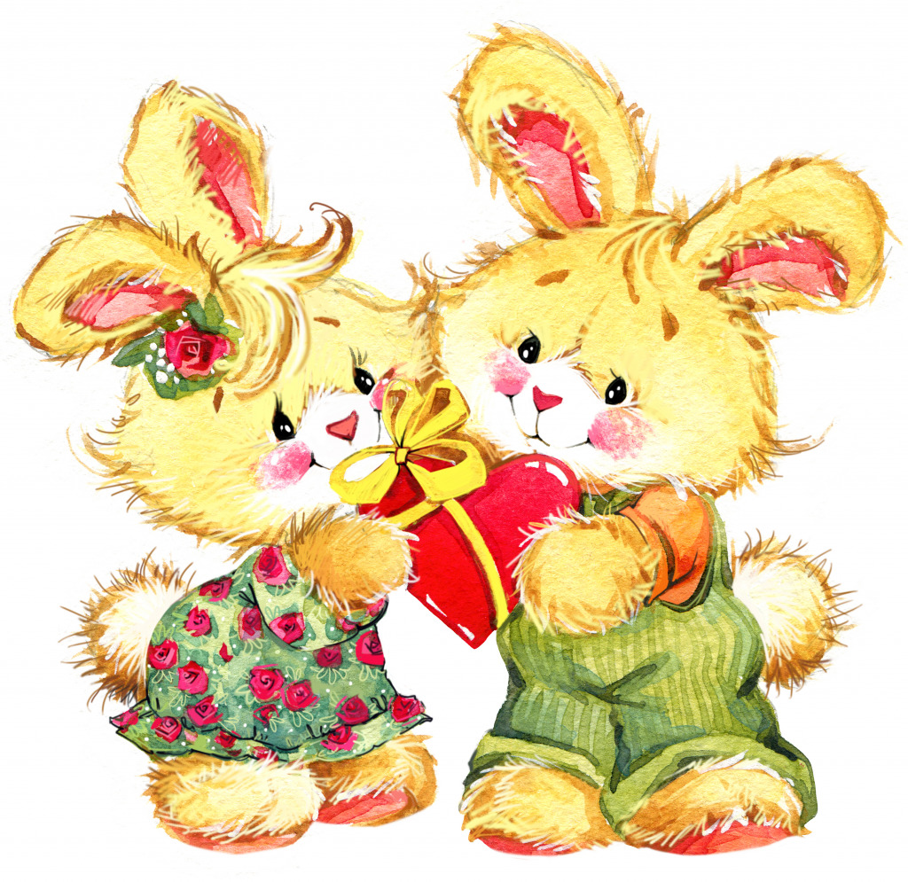 Valentine Bunnies jigsaw puzzle in Valentine's Day puzzles on TheJigsawPuzzles.com