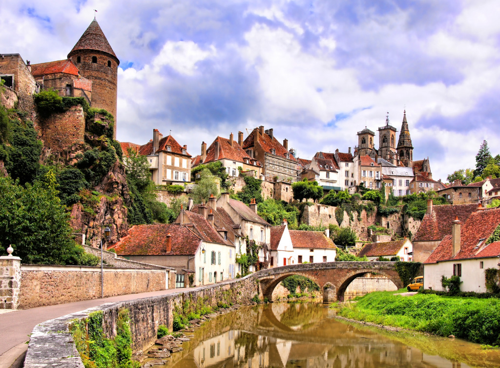 Medieval Town of Semur en Auxois, France jigsaw puzzle in Bridges puzzles on TheJigsawPuzzles.com