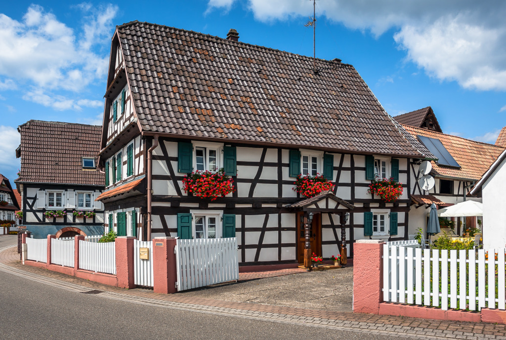 Half-Timbered Houses in Alsace, France jigsaw puzzle in Street View puzzles on TheJigsawPuzzles.com