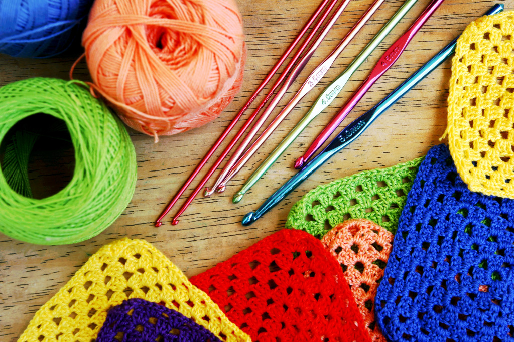 Crochet Hooks and Granny Squares jigsaw puzzle in Handmade puzzles on TheJigsawPuzzles.com