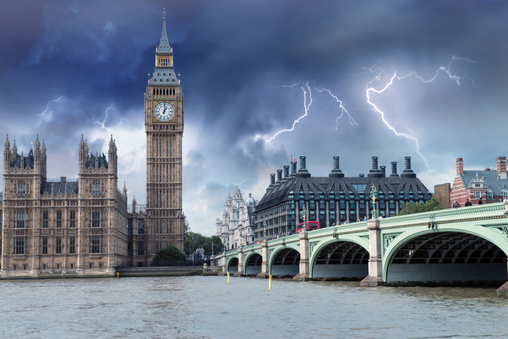 Big Ben and Westminster Bridge jigsaw puzzle in Street View puzzles on TheJigsawPuzzles.com