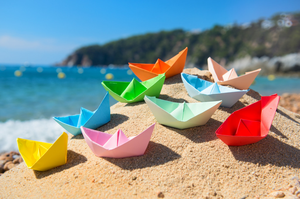 Paper Boats at the Beach jigsaw puzzle in Macro puzzles on TheJigsawPuzzles.com