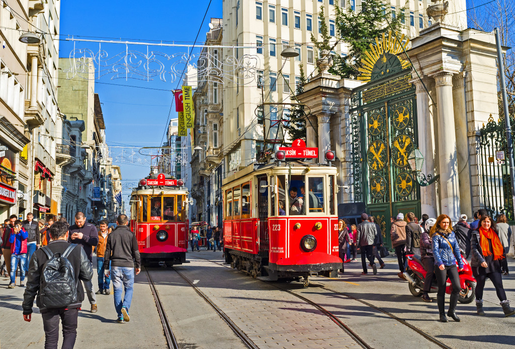 Red Trams in Istanbul, Turkey jigsaw puzzle in Cars & Bikes puzzles on TheJigsawPuzzles.com