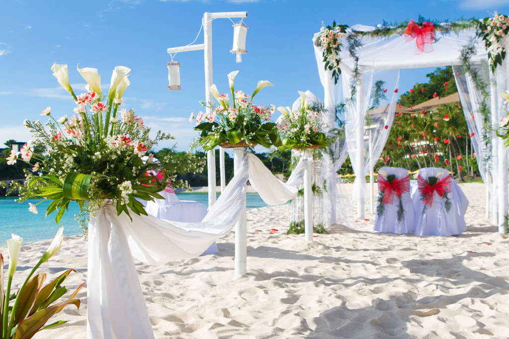 Wedding Arch on a Beach jigsaw puzzle in Flowers puzzles on TheJigsawPuzzles.com